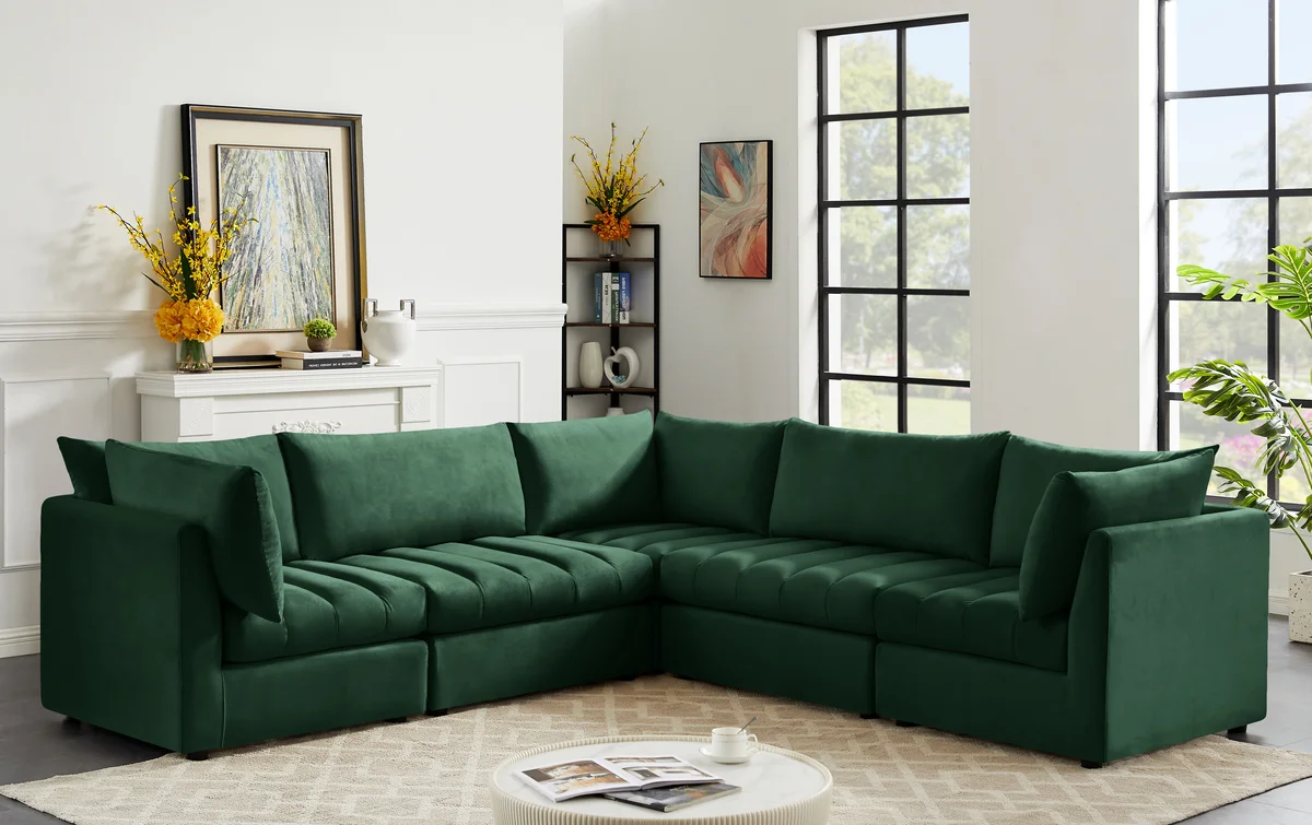 Jacob - Modular Corner Sectional 5 Piece - Green - View 2
