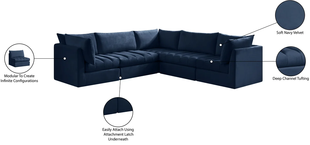 Jacob - Modular Corner Sectional 5 Piece - Navy