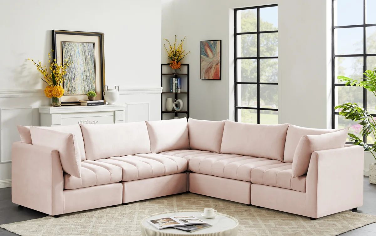 Jacob - Modular Corner Sectional 5 Piece - Pink - View 2