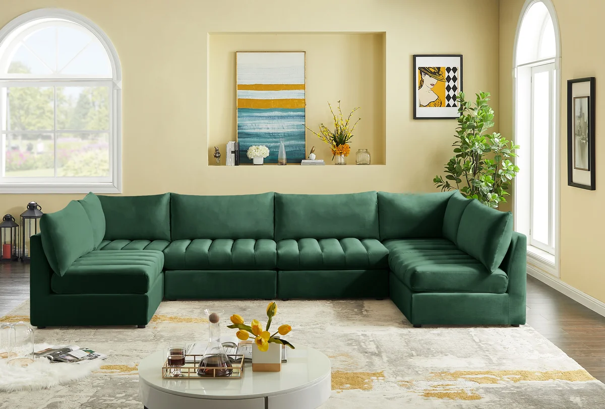 Jacob - Modular U-Shaped Sectional 6 Piece - Green - View 2