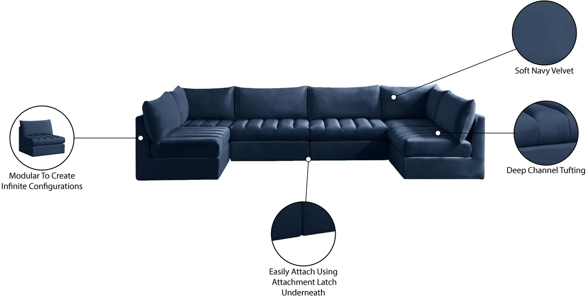 Jacob - Modular U-Shaped Sectional 6 Piece - Navy