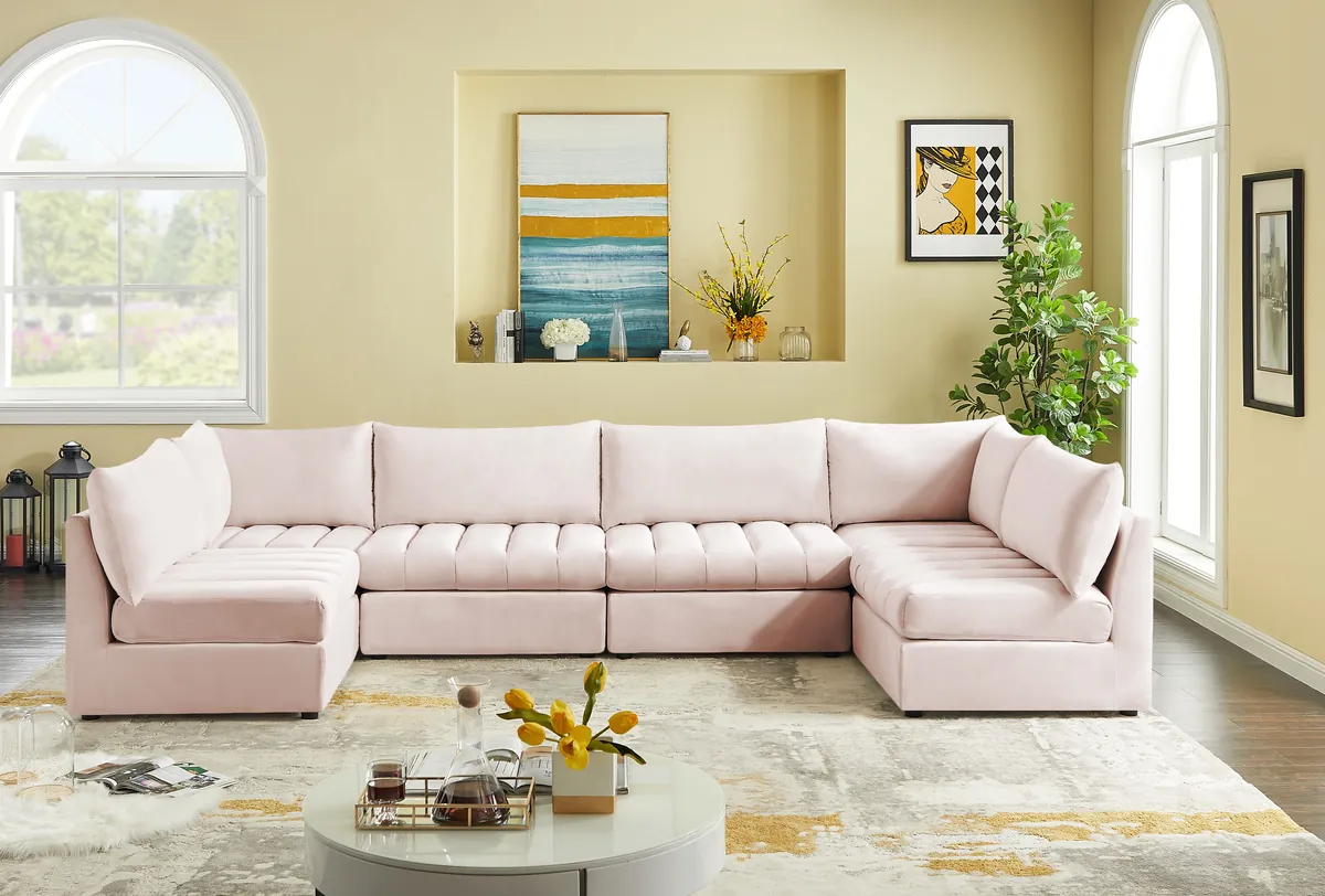 Jacob - Modular U-Shaped Sectional 6 Piece - Pink - View 2
