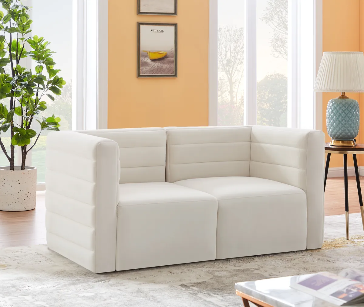 Quincy - 2 Seat Modular Sofa - Cream - View 2