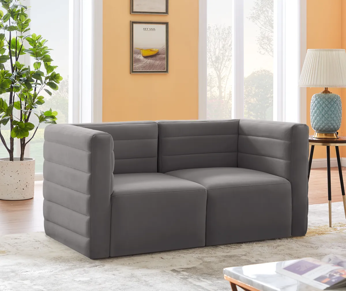 Quincy - 2 Seat Modular Sofa - Gray - View 2