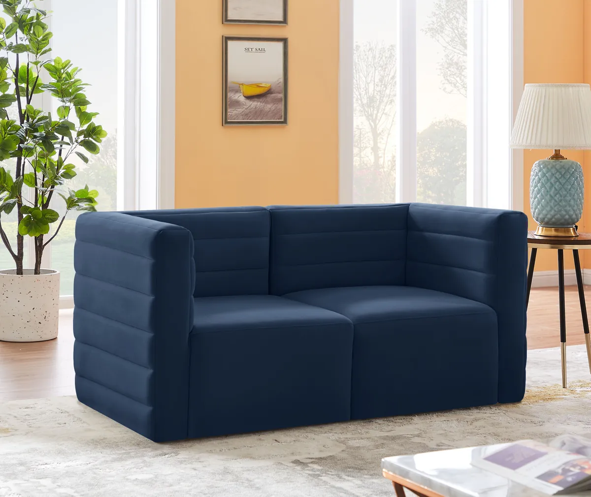Quincy - 2 Seat Modular Sofa - Navy - View 2