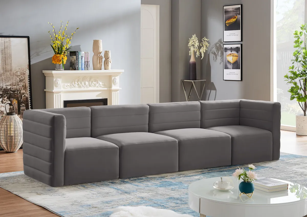 Quincy - 4 Seat Modular Sofa - Gray - View 2