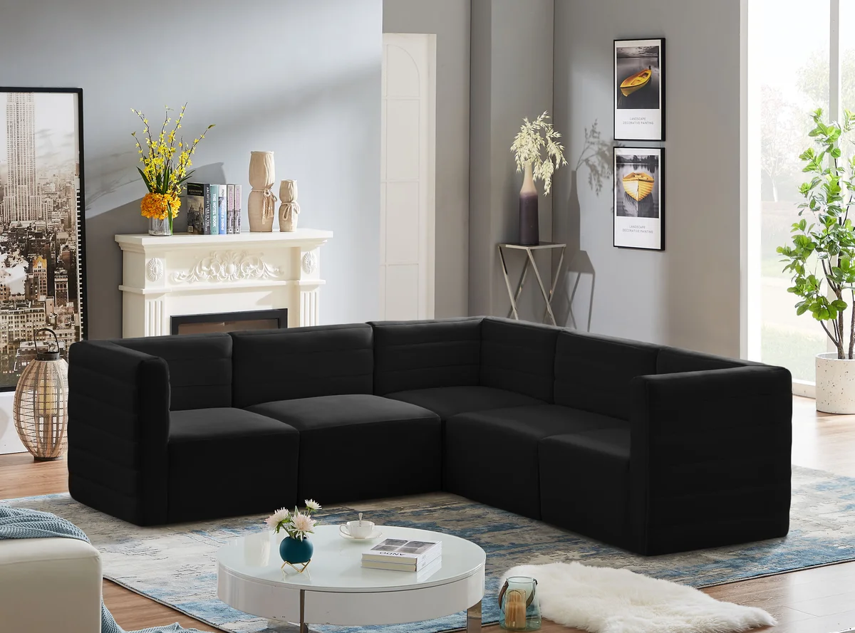 Quincy - 5 Piece Modular Corner Sectional - Black - View 2