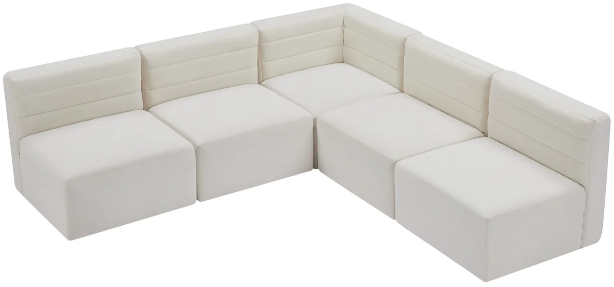 Quincy - 5 Piece Modular Corner Armless Sectional - Cream