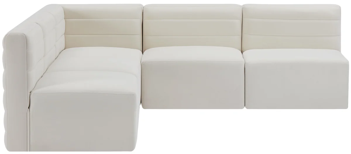 Quincy - 5 Piece Modular Corner Armless Sectional - Cream