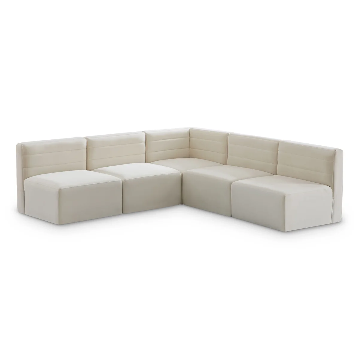 Quincy - 5 Piece Modular Corner Armless Sectional - Cream