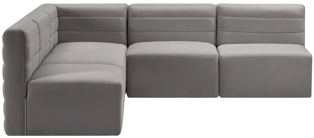 Quincy - 5 Piece Modular Corner Armless Sectional - Gray