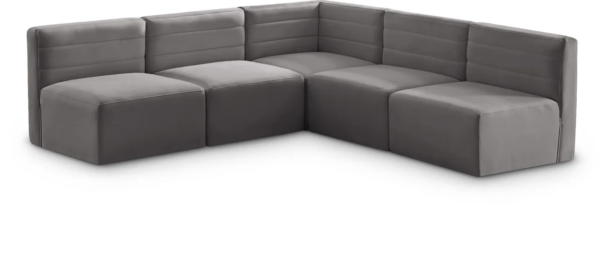 Quincy - 5 Piece Modular Corner Armless Sectional - Gray