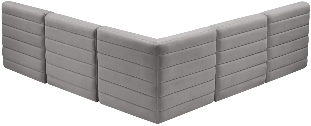 Quincy - 5 Piece Modular Corner Armless Sectional - Gray