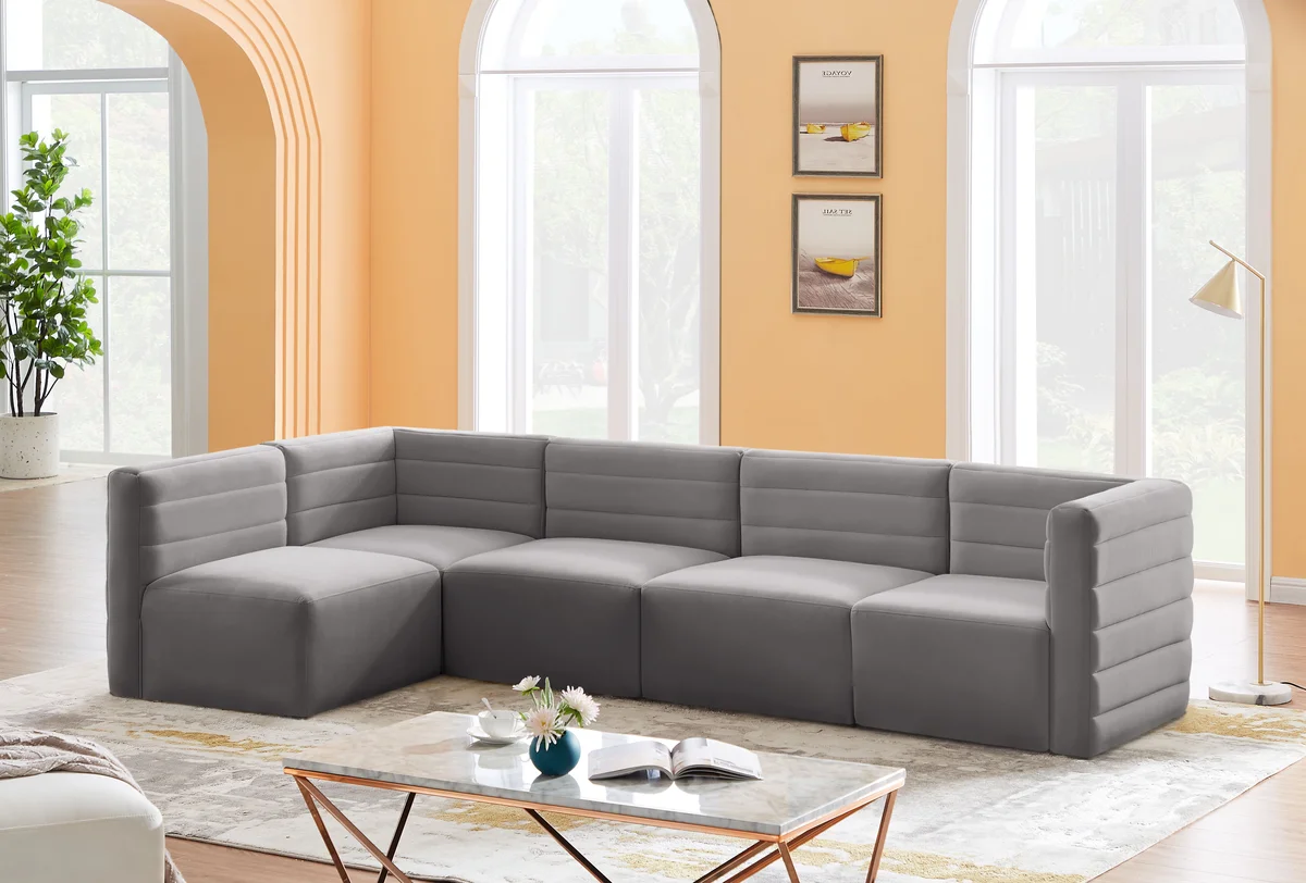 Quincy - 5 Piece Modular Sectional - Gray - View 2