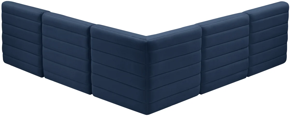 Quincy - 5 Piece Modular Corner Armless Sectional - Navy