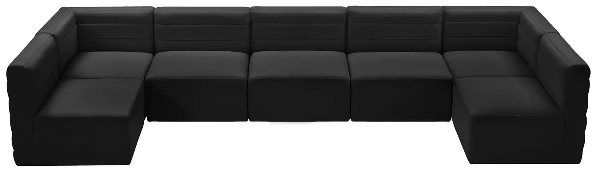 Quincy - 7 Piece Modular U-Shaped Sectional - Black