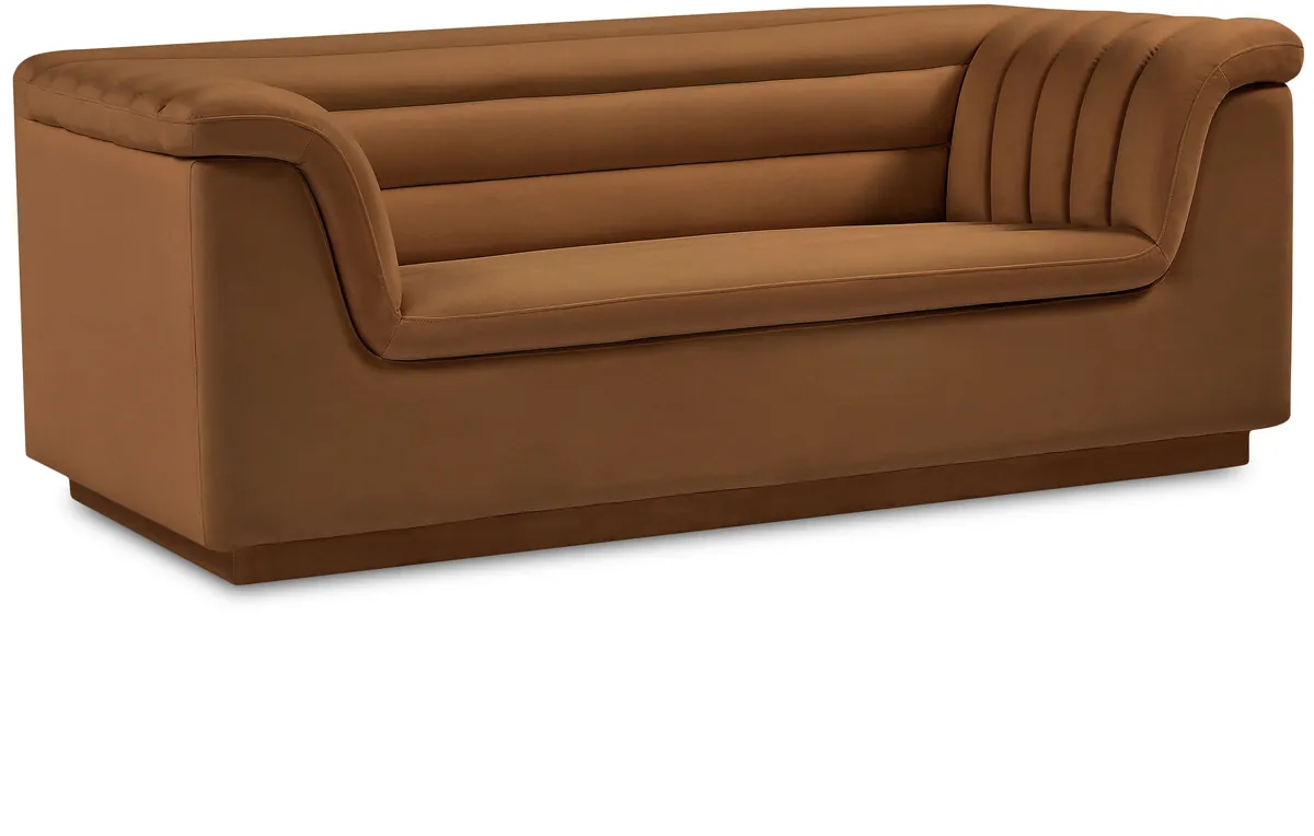 Cascade - Velvet Loveseat - Saddle