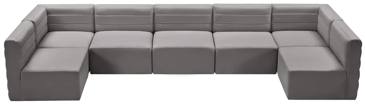 Quincy - 7 Piece Modular U-Shaped Sectional - Gray