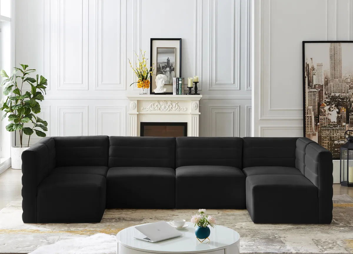 Quincy - 6 Piece Modular U-Shaped Sectional - Black - View 2