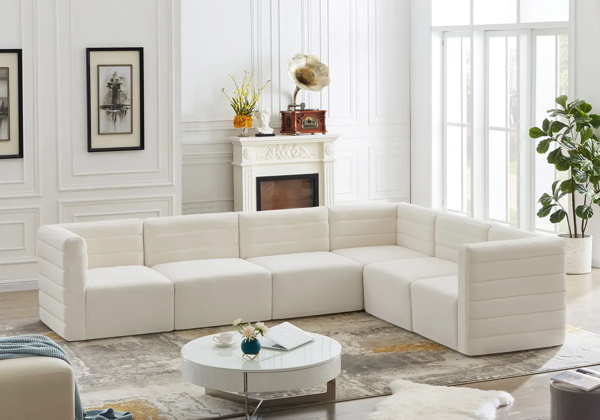 Quincy - 6 Piece Modular Sectional - Cream - View 2