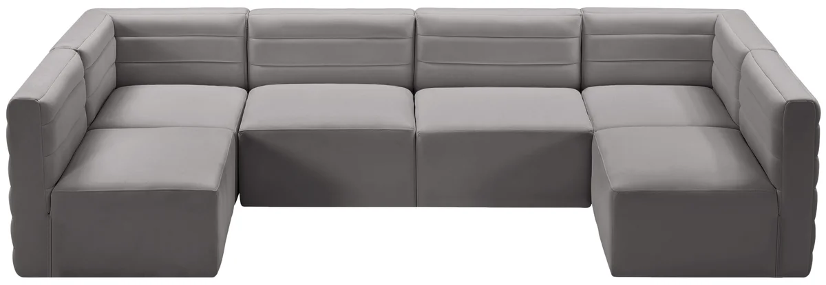 Quincy - 6 Piece Modular U-Shaped Sectional - Gray