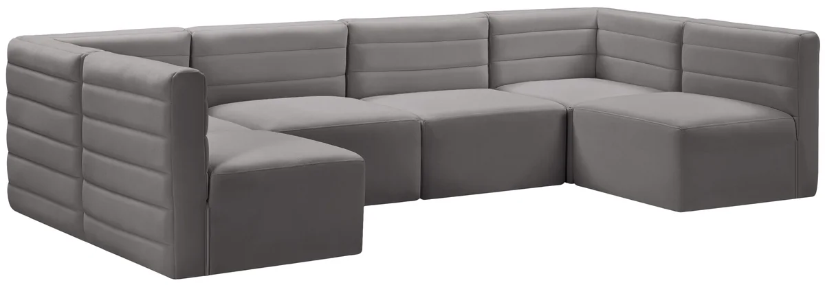 Quincy - 6 Piece Modular U-Shaped Sectional - Gray
