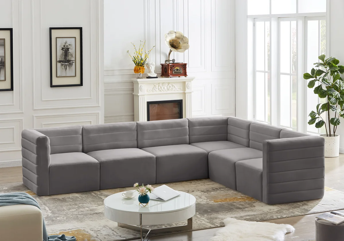 Quincy - 6 Piece Modular Sectional - Gray - View 2