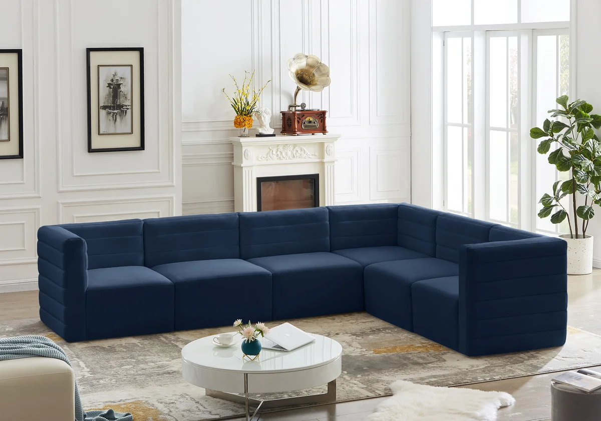 Quincy - 6 Piece Modular Sectional - Navy - View 2