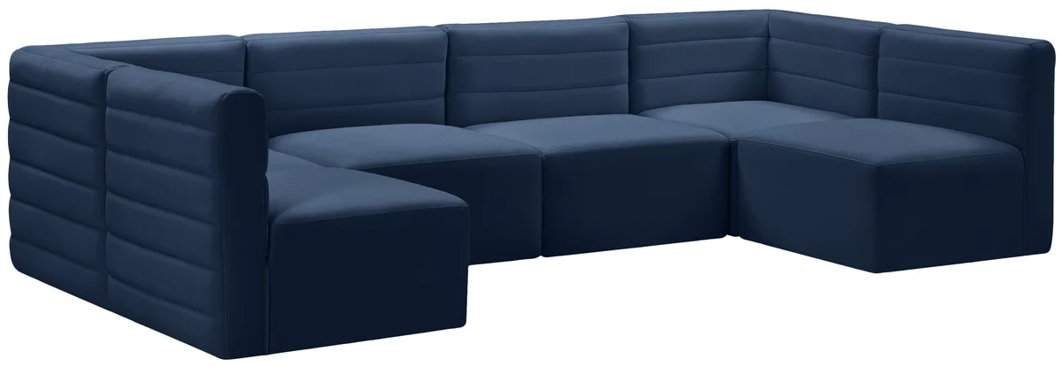 Quincy - 6 Piece Modular U-Shaped Sectional - Navy