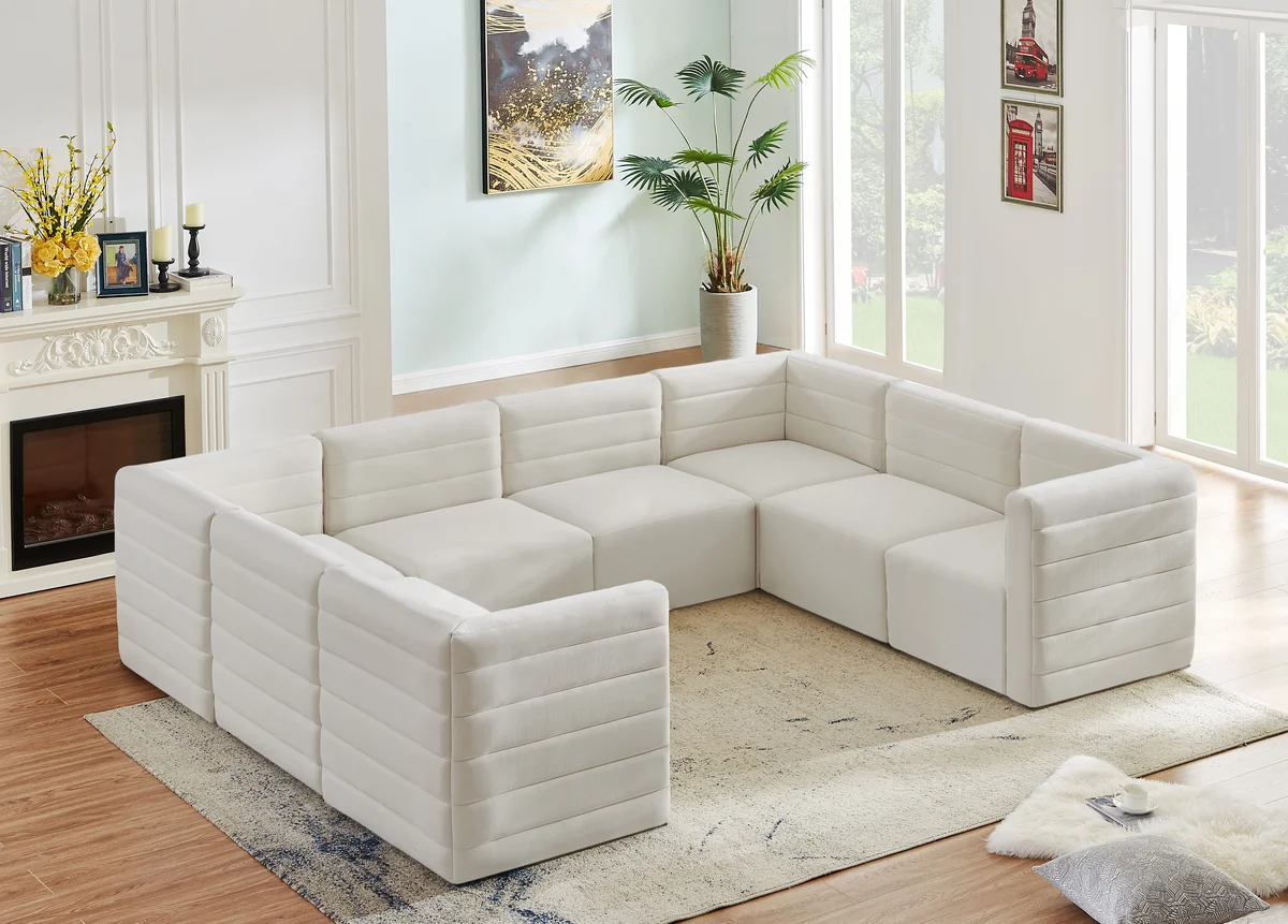 Quincy - 8 Piece Modular Sectional - Cream - View 2