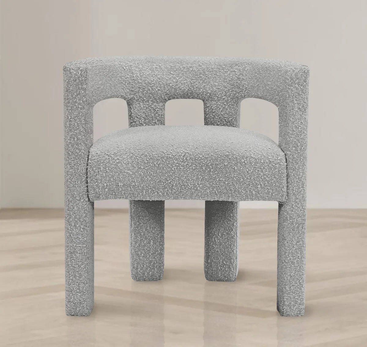 Athena - Boucle Fabric Dining Chair - Gray