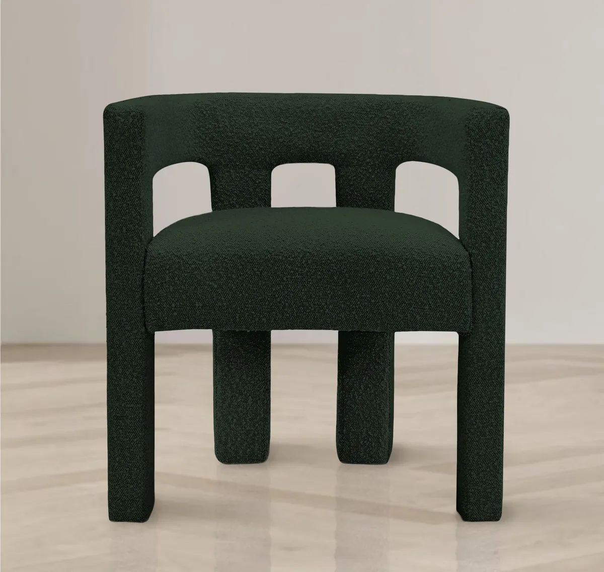 Athena - Boucle Fabric Dining Chair - Green