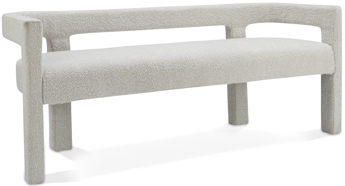 Athena - Boucle Fabric Bench - Cream