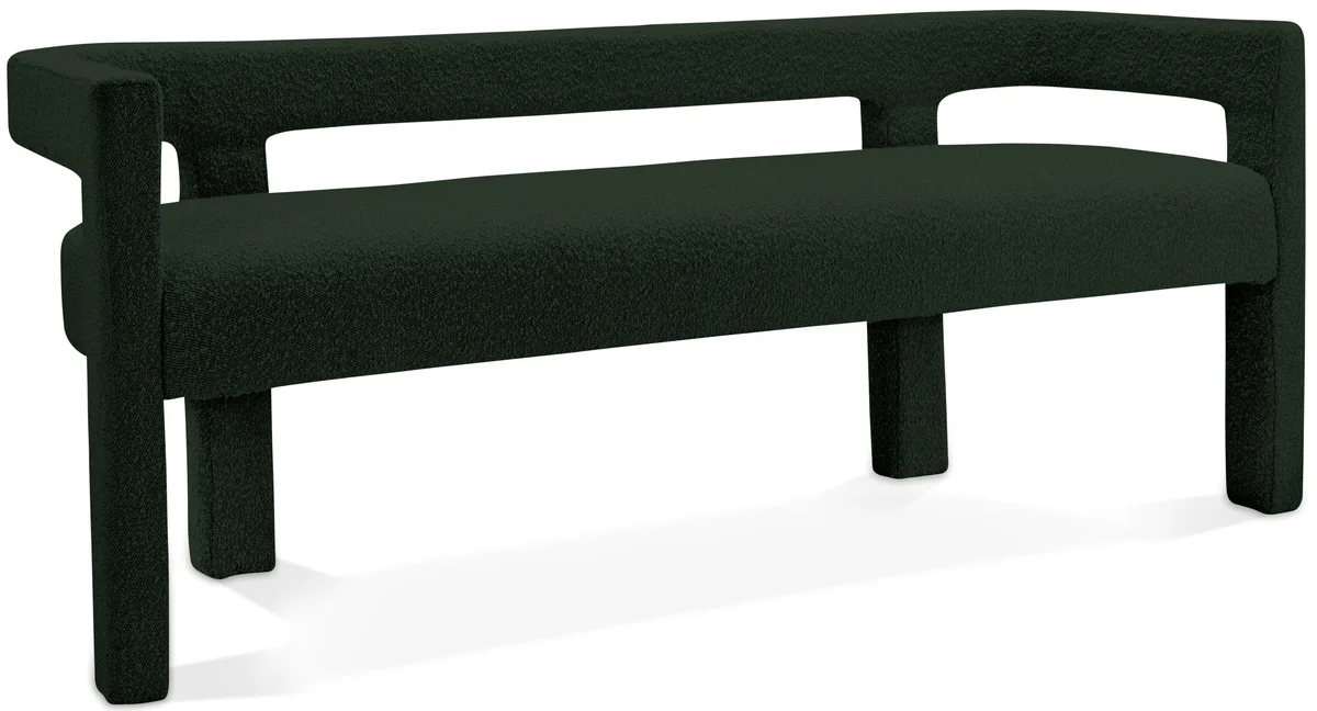 Athena - Boucle Fabric Bench - Green
