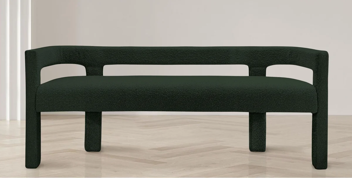 Athena - Boucle Fabric Bench - Green - View 2