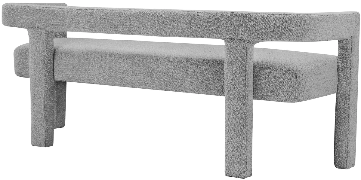 Athena - Boucle Fabric Bench - Gray