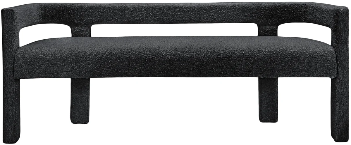 Athena - Boucle Fabric Bench - Black