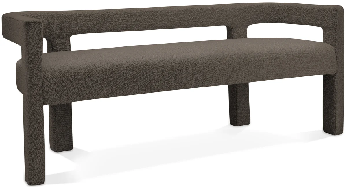 Athena - Boucle Fabric Bench - Brown