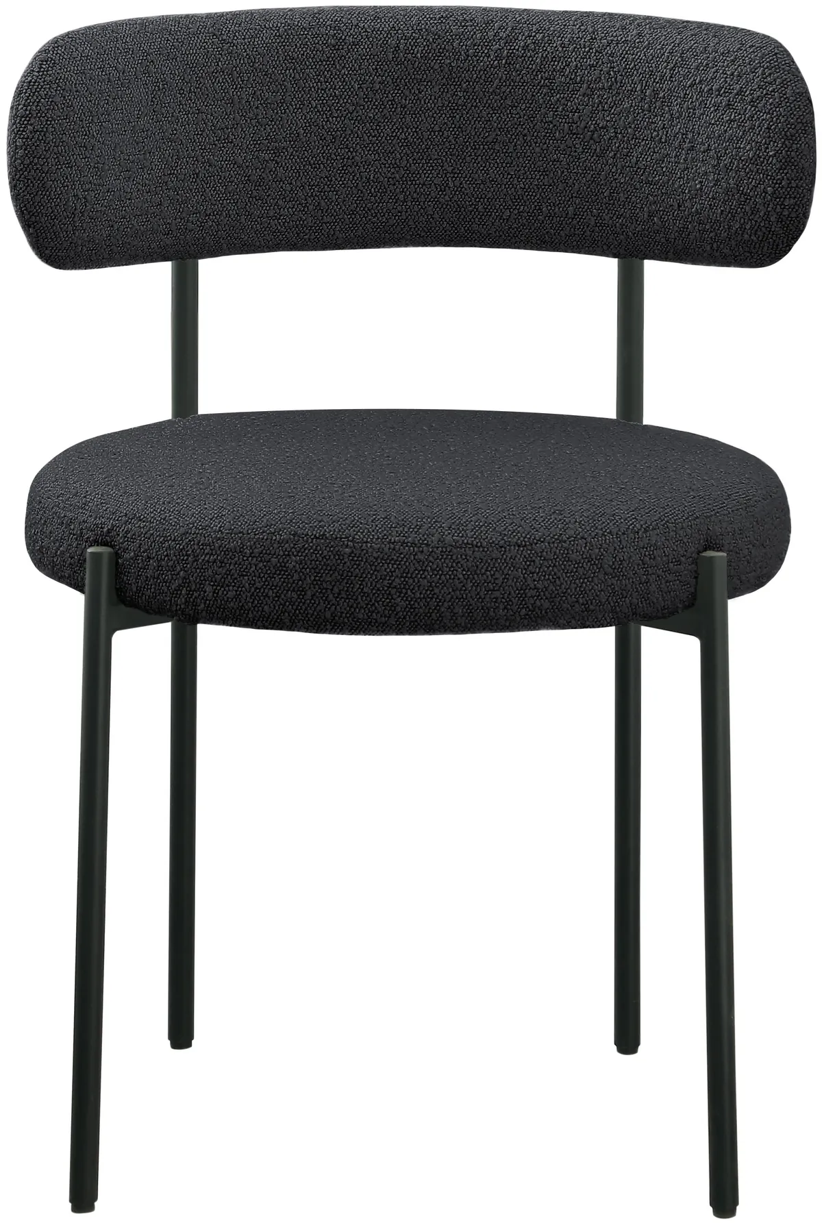 Beacon - Boucle Fabric Dining Chair With Black Legs (Set of 2) - Black