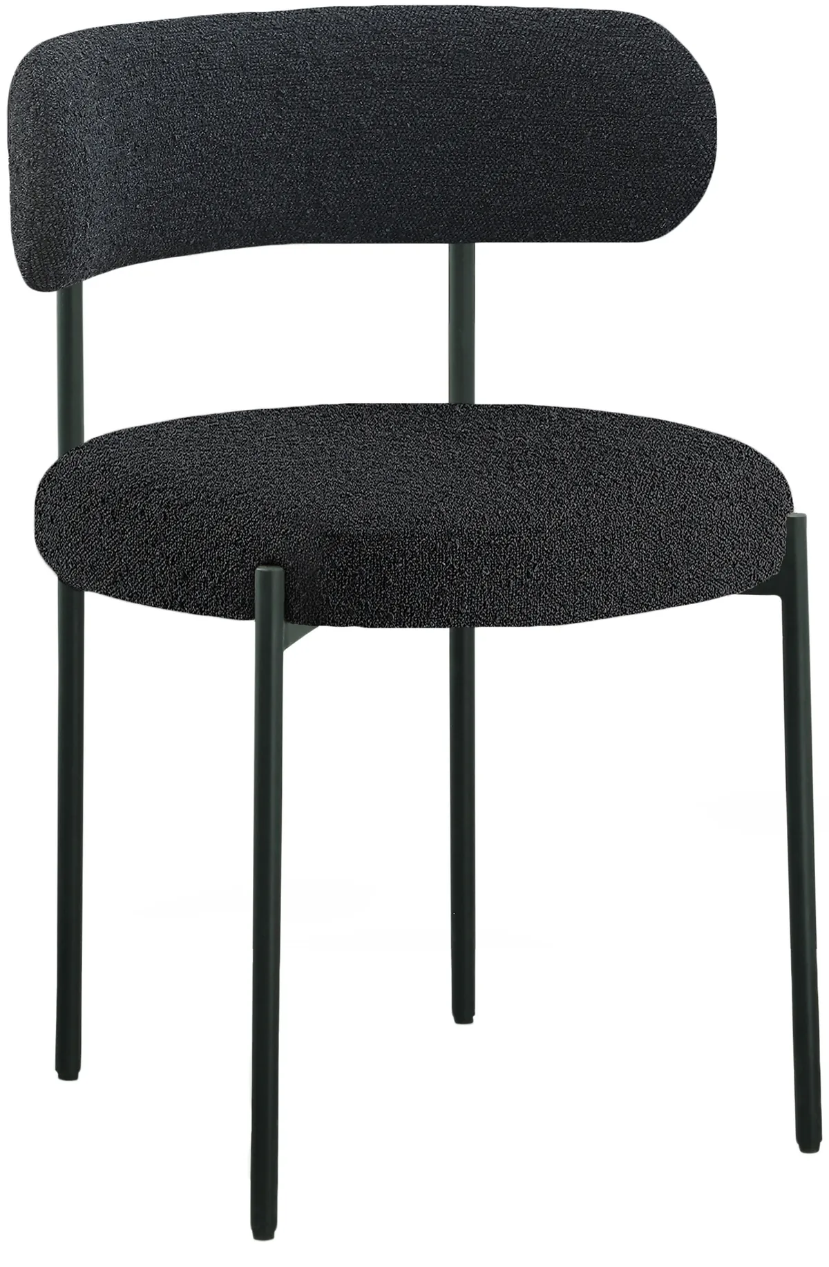 Beacon - Boucle Fabric Dining Chair With Black Legs (Set of 2) - Black
