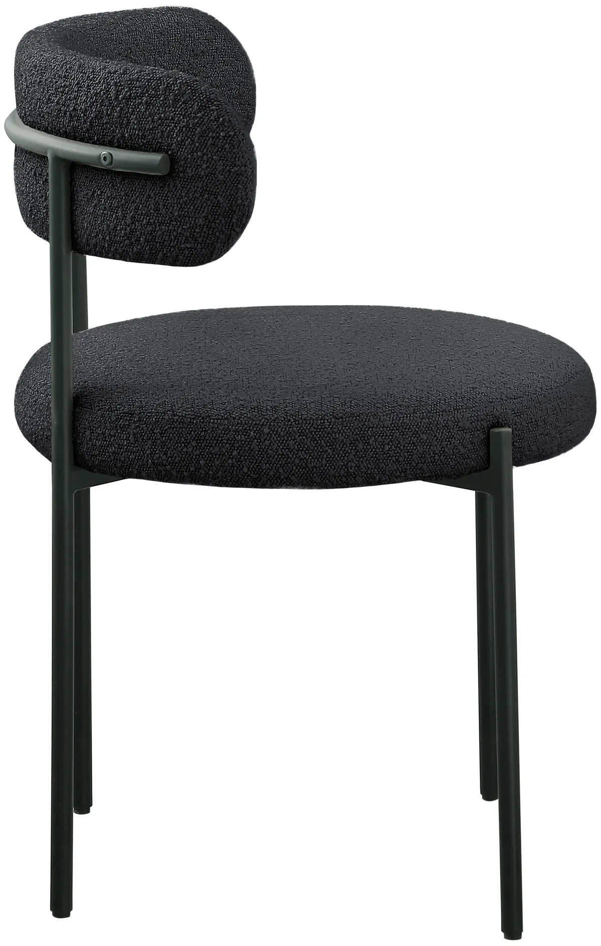 Beacon - Boucle Fabric Dining Chair With Black Legs (Set of 2) - Black