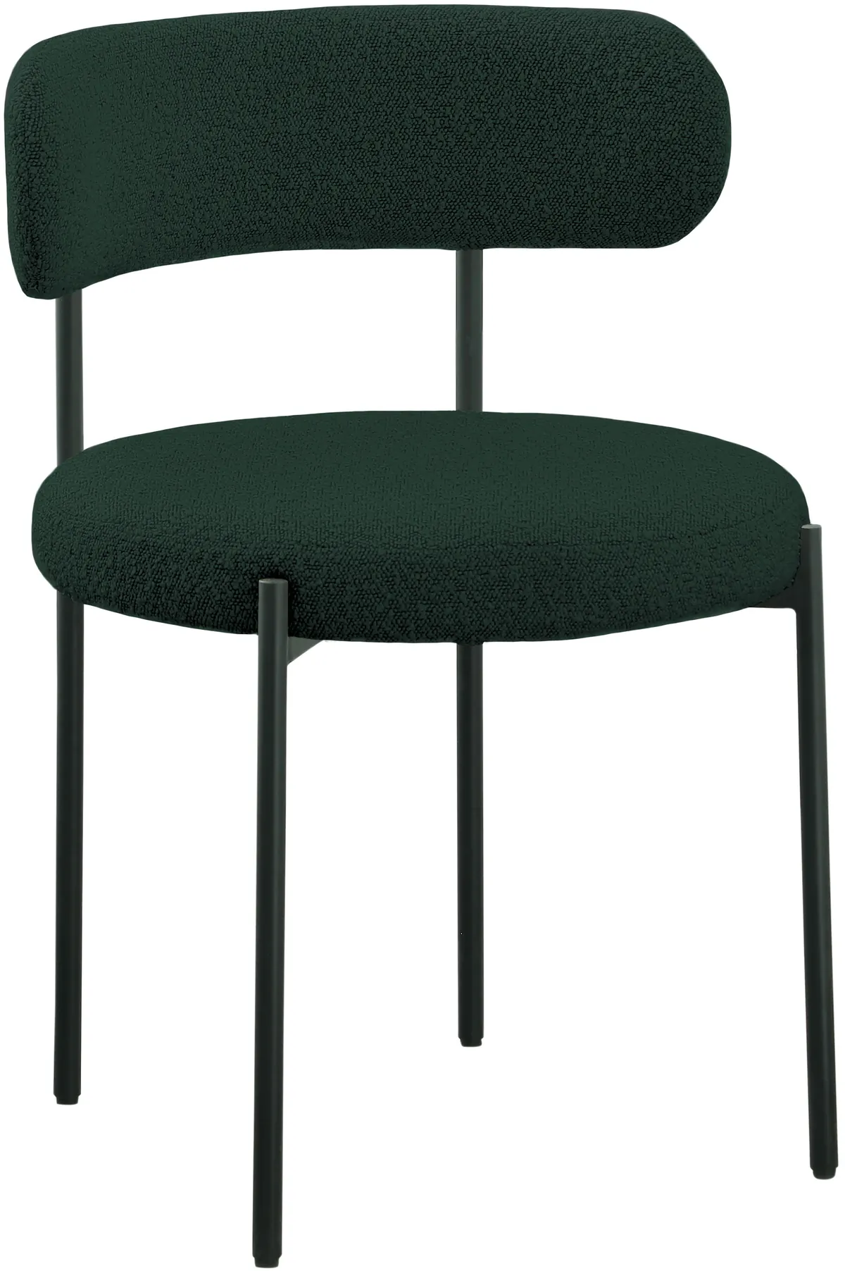 Beacon - Boucle Fabric Dining Chair With Black Legs (Set of 2) - Green