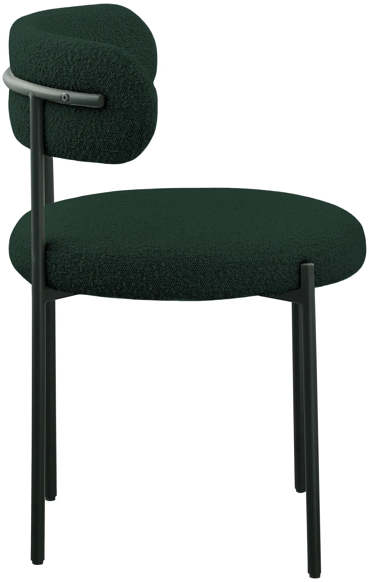 Beacon - Boucle Fabric Dining Chair With Black Legs (Set of 2) - Green