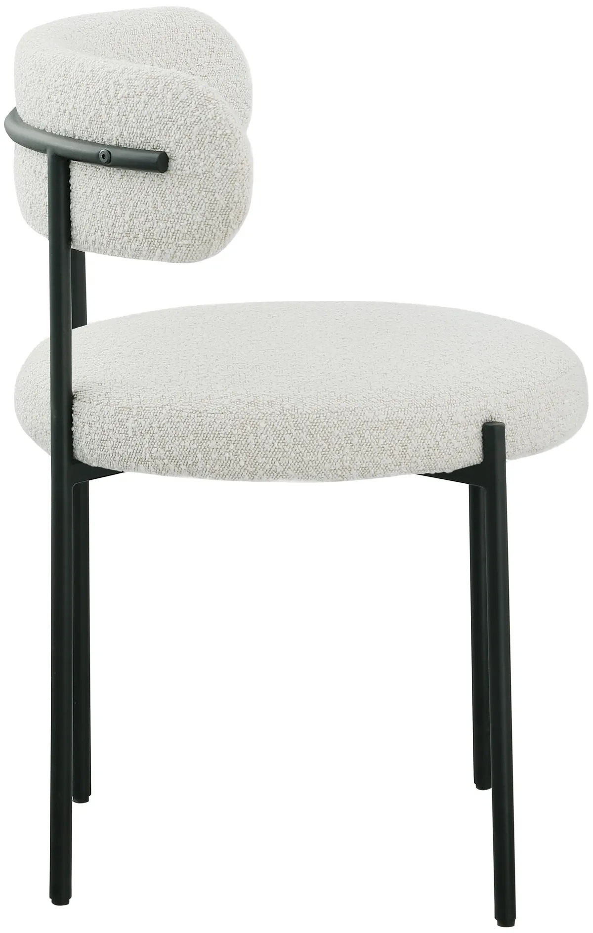 Beacon - Boucle Fabric Dining Chair With Black Legs (Set of 2) - Cream