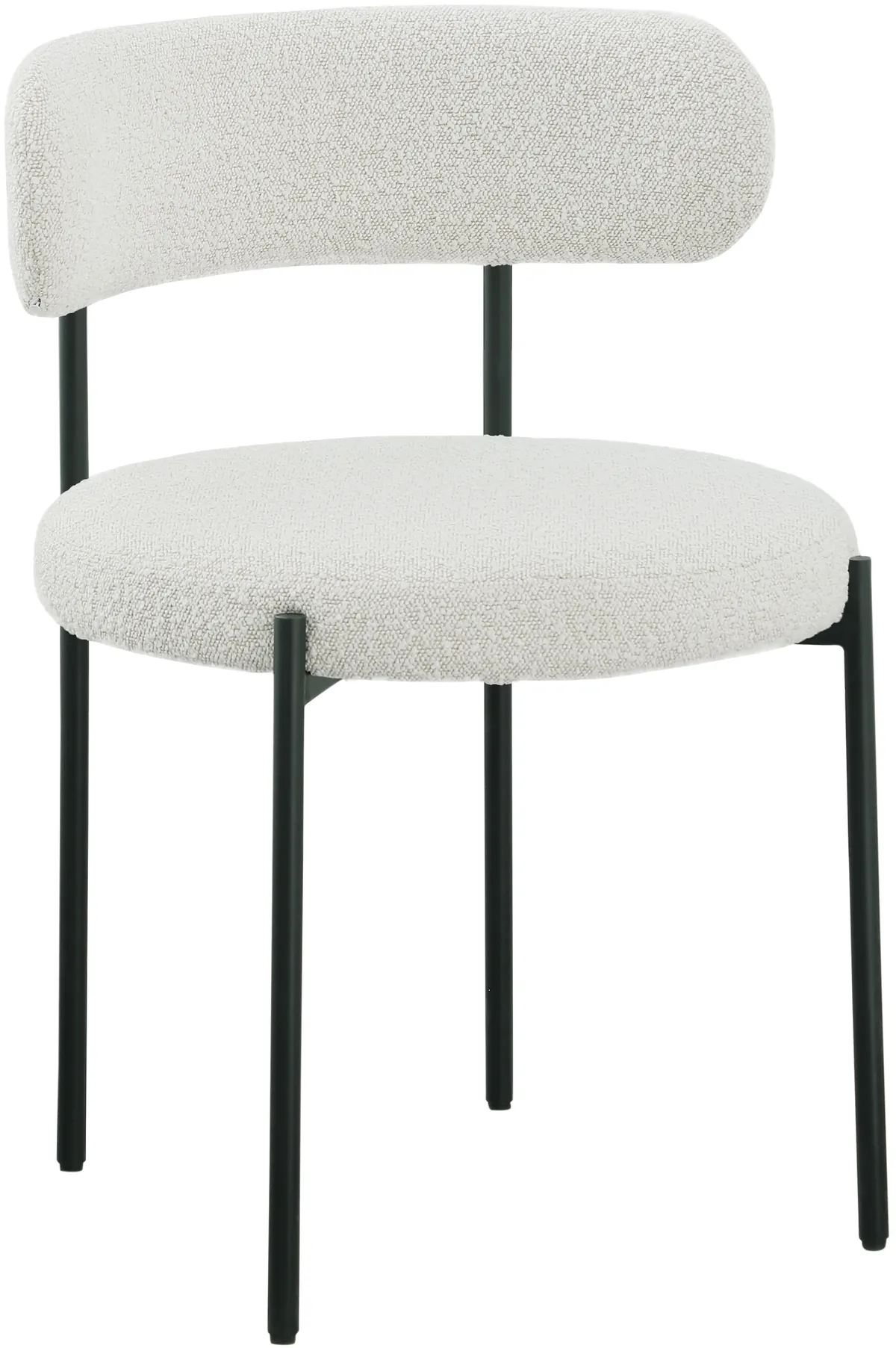 Beacon - Boucle Fabric Dining Chair With Black Legs (Set of 2) - Cream