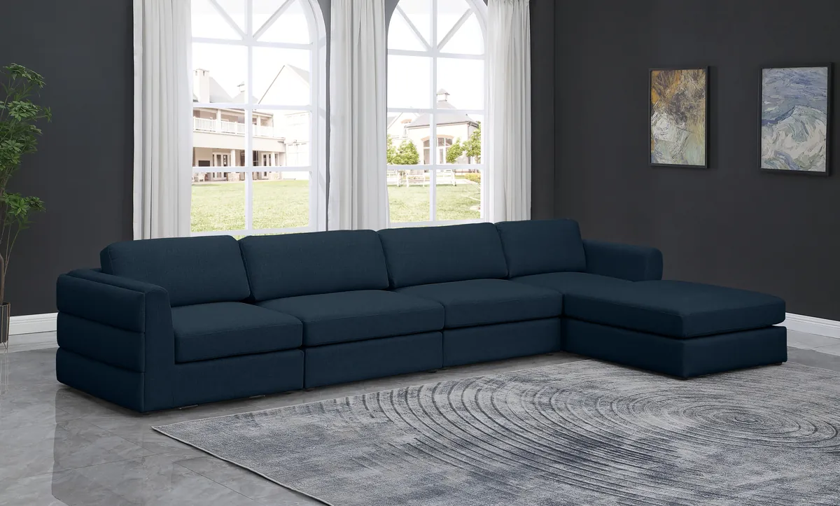 Beckham - 5 Piece Modular L-Shaped Sectional - Navy