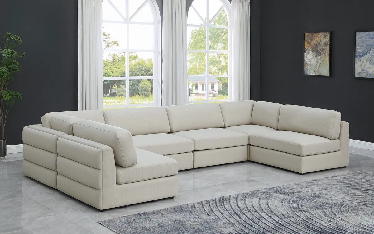 Beckham - 6 Piece Modular Sectional - Beige - View 2
