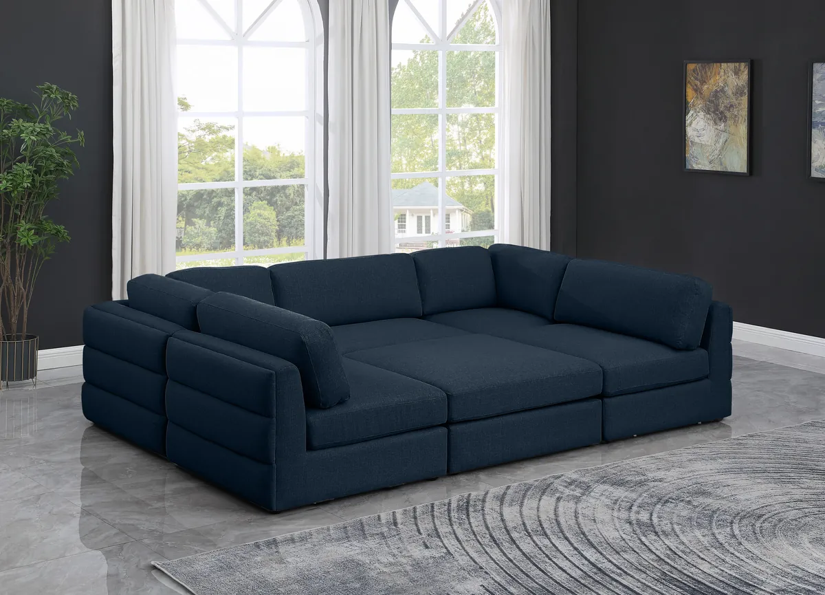 Beckham - 6 Piece Modular Sectional - Navy - View 2