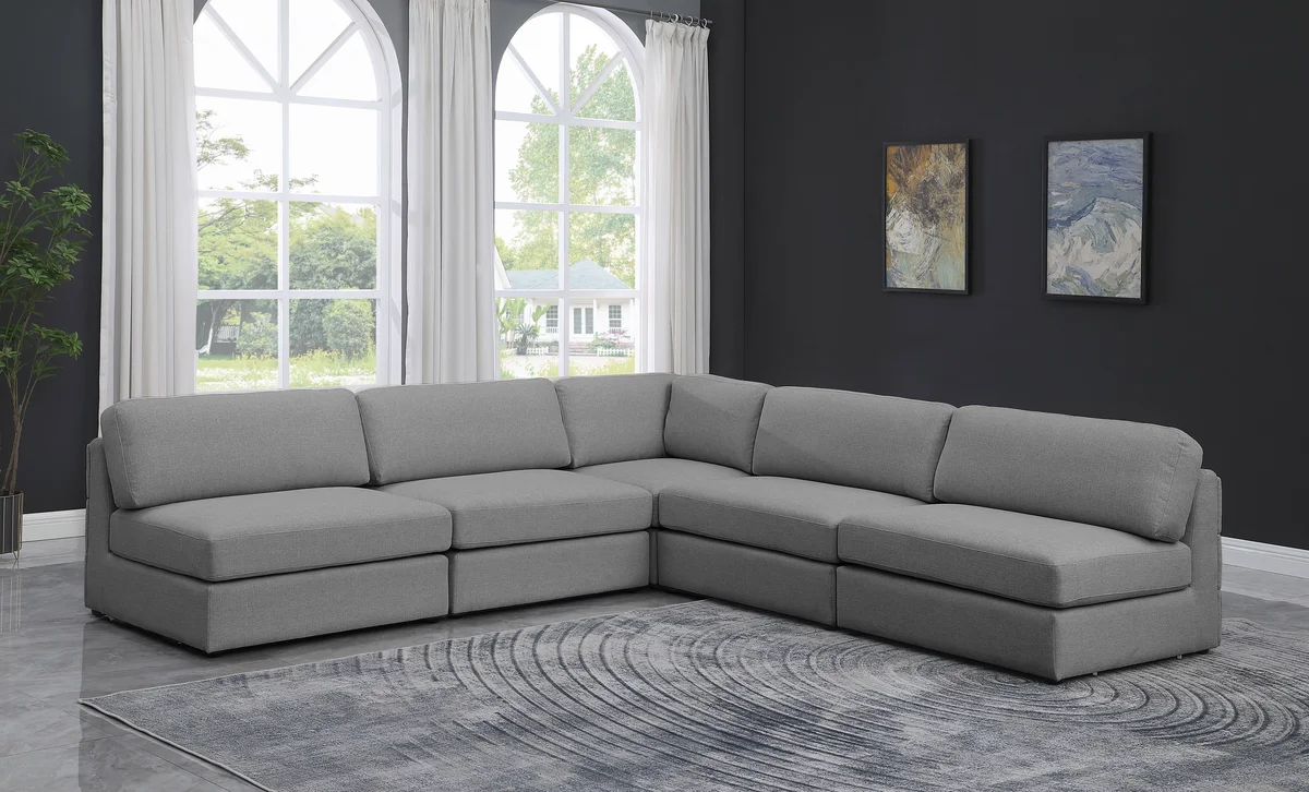 Beckham - 5 Piece Modular Corner Armless Sectional - Gray - View 2