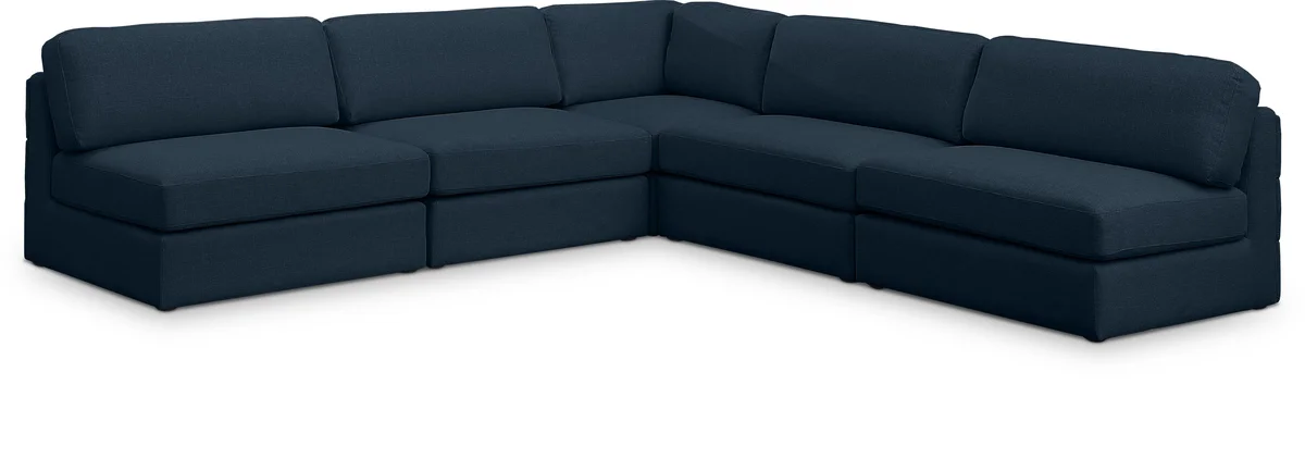 Beckham - 5 Piece Modular Corner Armless Sectional - Navy
